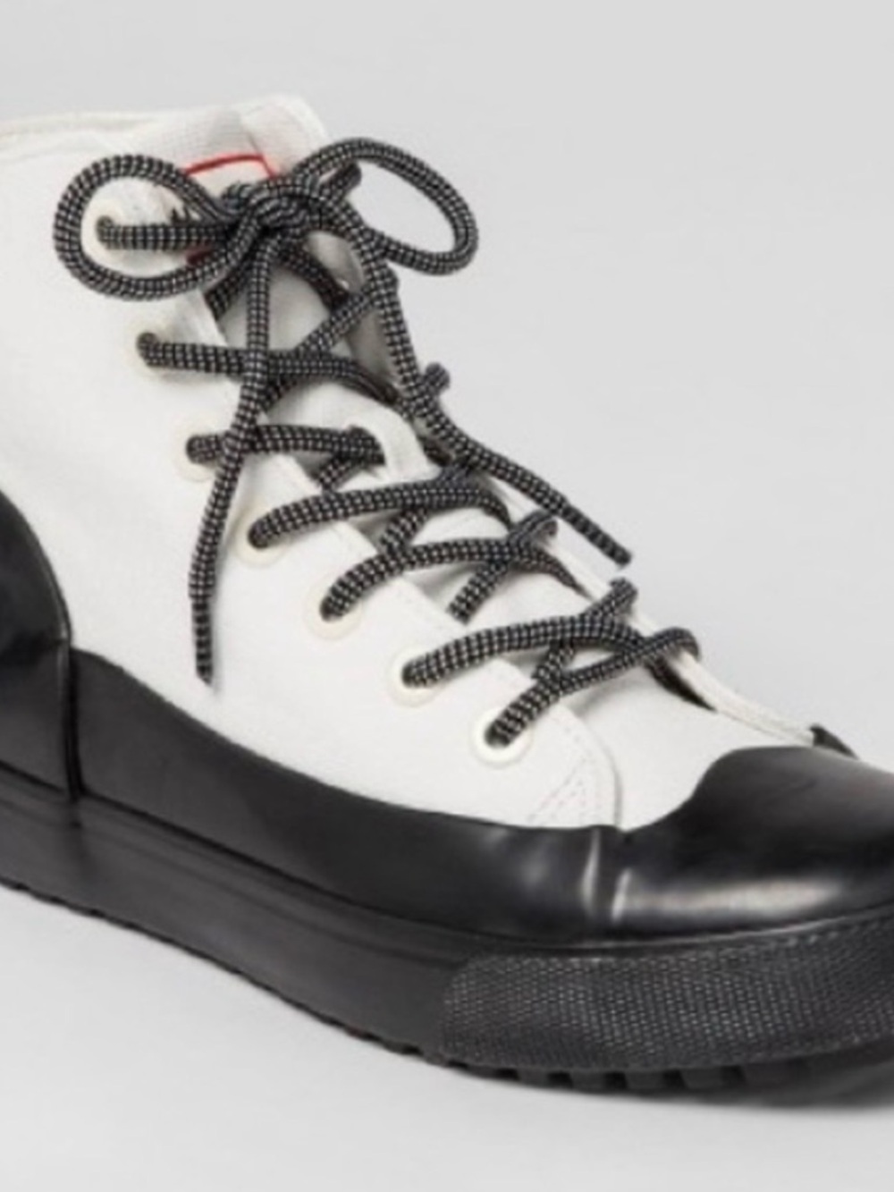 Hunter White and Black Lace-Up Winter Rain Boots